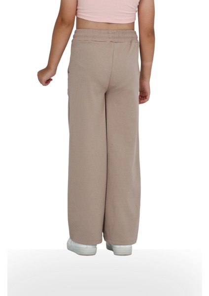 Kız Çocuk Beli Lastikli Kordonlu Geniş Bol Paça Palazzo Burgu Okul Pantolon indirimleri