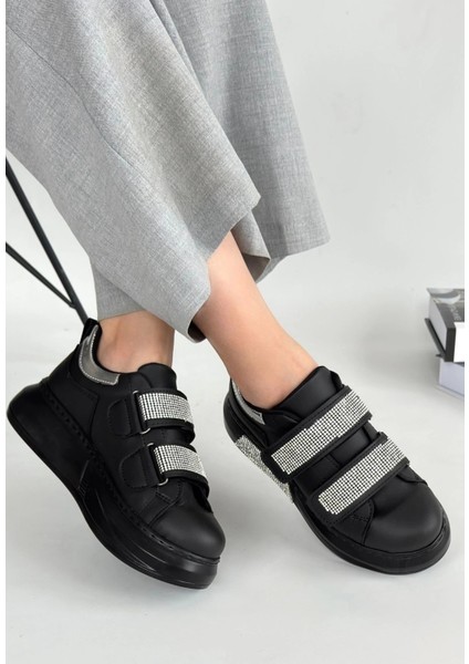 Nino Siyah Cilt Cırt Cırtlı Spor Ayakkabı