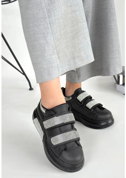 Nino Siyah Cilt Cırt Cırtlı Spor Ayakkabı modelleri