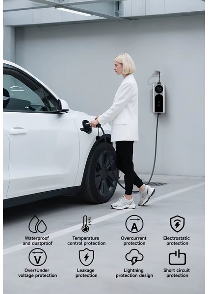 Elektrikli Araç Şarj Istasyonu 22KW 3faz 32AMPER 3.5/7/11/22 Type2 Taşınabilir 5metre 220V Dönüştürücü Çanta modelleri