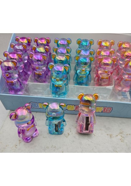 Kawaii Ayıcıklı Hologram Rengarenk Sevimli Çelik Bıçaklı Kalemtıraş 1ADET modelleri