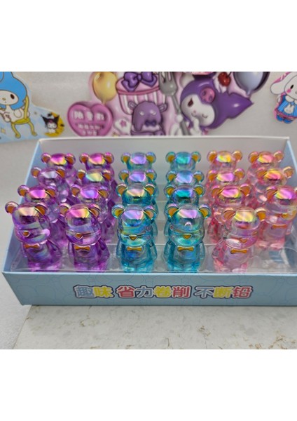 Kawaii Ayıcıklı Hologram Rengarenk Sevimli Çelik Bıçaklı Kalemtıraş 1ADET fırsatları