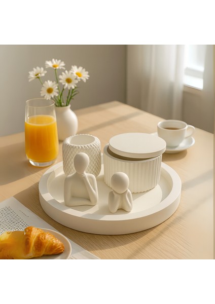 Modern Beyaz Dekoratif Set – 6 Parçalı Şık Tasarım