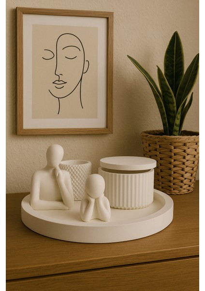 Modern Beyaz Dekoratif Set – 6 Parçalı Şık Tasarım