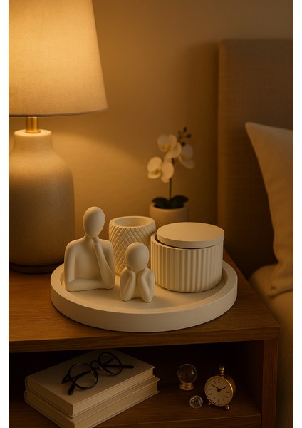 Modern Beyaz Dekoratif Set – 6 Parçalı Şık Tasarım