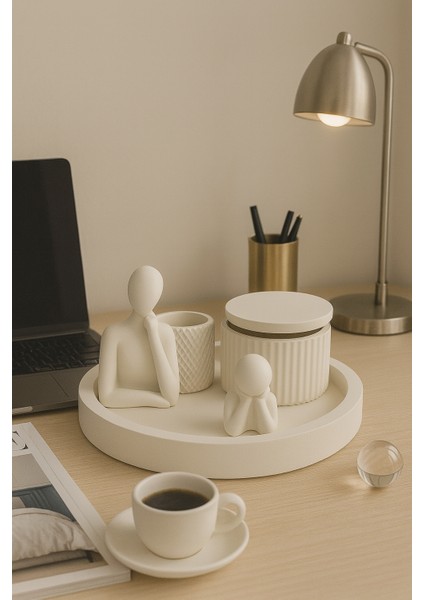 Modern Beyaz Dekoratif Set – 6 Parçalı Şık Tasarım