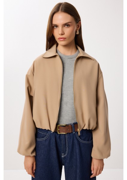 Balon Kesim Dokuma Ceket LDP0084 Bej fırsatları