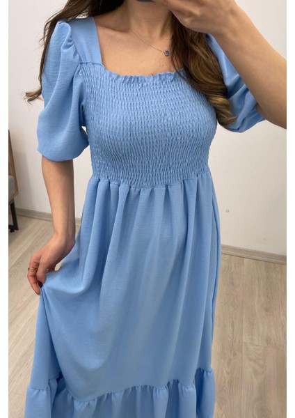 Kadın Gipeli Kısa Kol Uzun Elbise