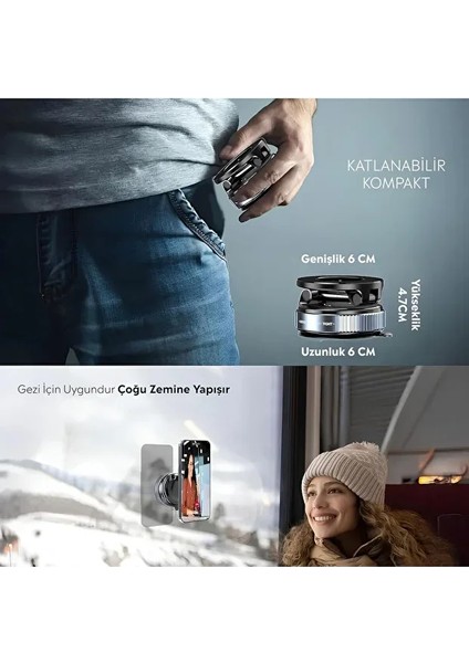 Manyetik Vakumlu Katlanır Araç Telefon Tutucu Ayna-Cam-Araba Magsafe Araç Tutucu indirimleri