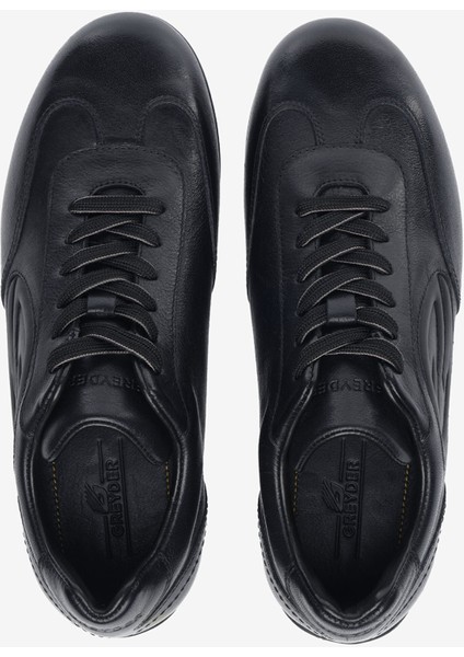 Erkek Siyah Hakiki Deri Sneaker Ayakkabı 5K1SA18472