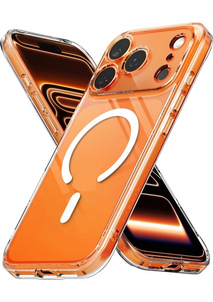 iPhone 17 Pro Max Kılıf Magsafe Wireless Kablosuz Şarj Destekli Sert Silikon Manyetik Şeffaf Kapak