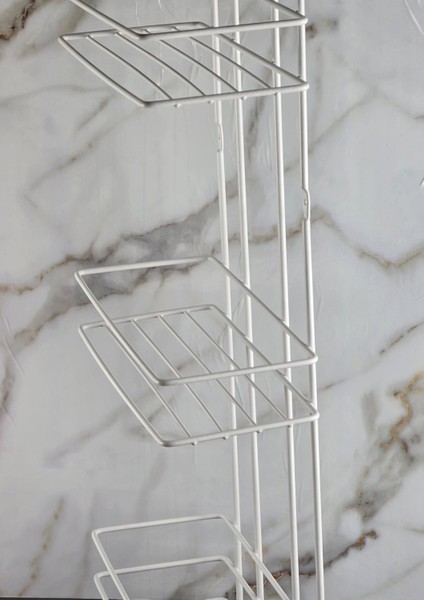 3 Katlı Banyo Rafı - Termo Plastik Kaplama Metal Şampuanlık - Üç Raflı