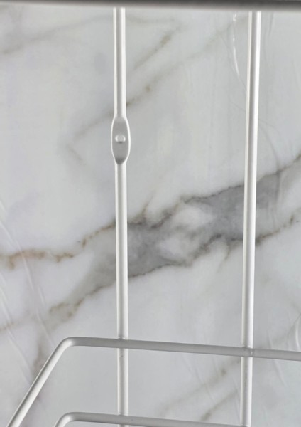 3 Katlı Banyo Rafı - Termo Plastik Kaplama Metal Şampuanlık - Üç Raflı