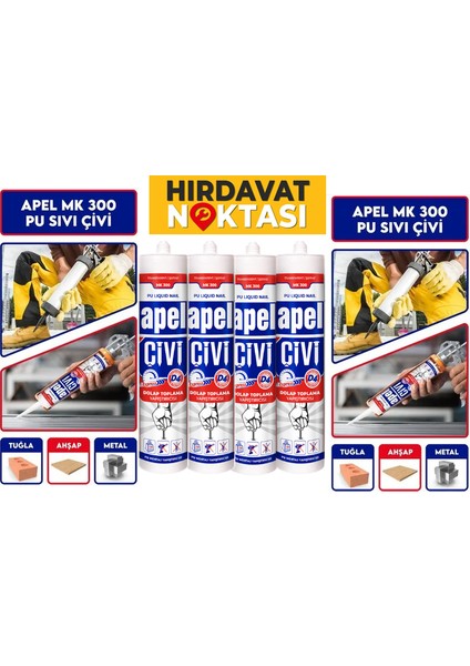 Sıvı Çivi Pu Montaj Yapıştırıcısı Şeffaf Net: 300 G. x 4 Adet