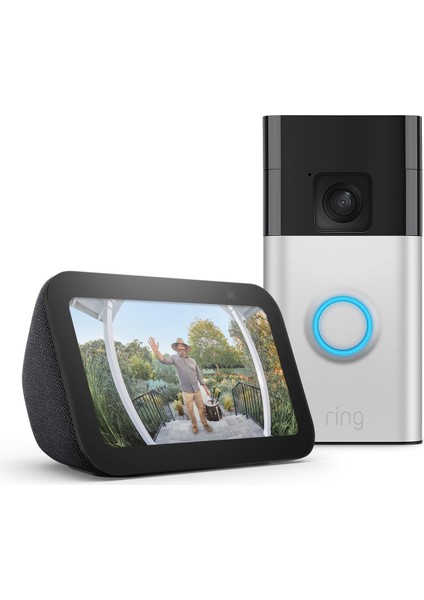 Akülü Video Kapı Zili + Echo Show 5 (5. Nesil) - Alexa Uyumlu Akıllı Ev Başlangıç Seti - Hd Görüntü, Gece Görüşü, Hareket Algılama