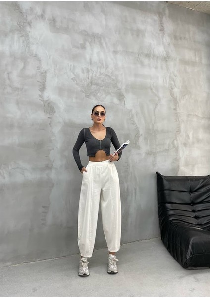 Gabardin Kumaş Balon Pantolon