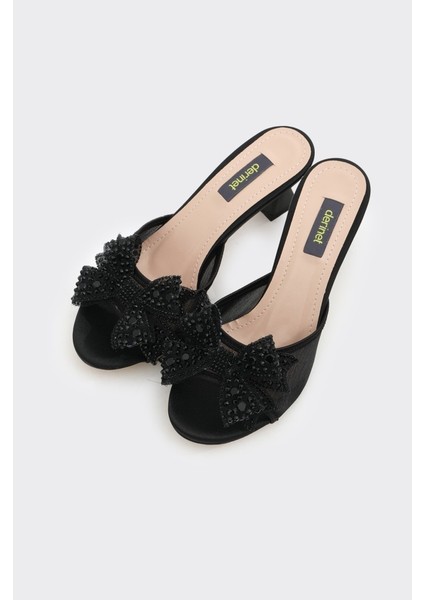 Taşlı Fiyonklu Kadın Topuklu Abiye Terlik fiyatları