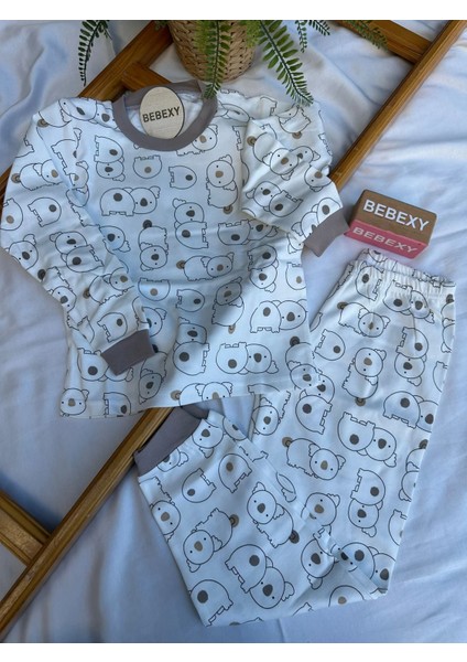 Beyaz Kuala Baskılı Pijama Takımı modelleri