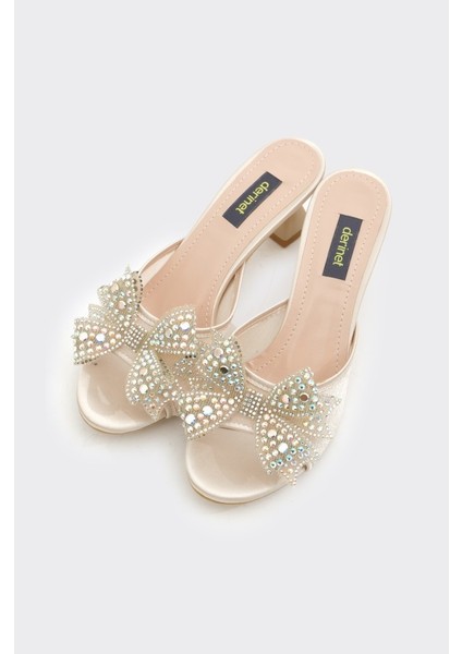 Taşlı Fiyonklu Kadın Topuklu Abiye Terlik fiyatları