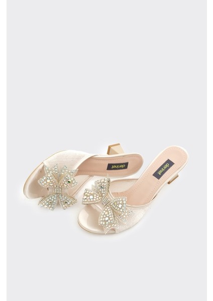 Taşlı Fiyonklu Kadın Topuklu Abiye Terlik fırsatları