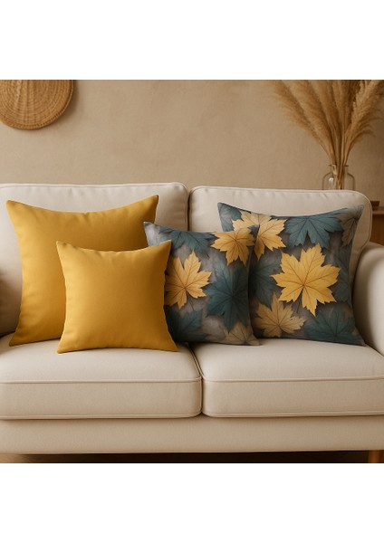 4’lü Bohem Dekoratif Kırlent Seti – Overlok Dikişli, Tela Destekli , Dijital Duck Kumaş , 4AL 1 Öde