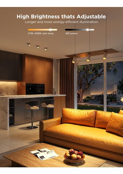 GU10 Akıllı LED Ampul – 4’lü Paket -Rgbww Renk Değişimi, 400 Lumen, Matter & Alexa Uyumlu, Müzik Senkronizasyonu, Zamanlayıcı & Uygulama Kontrolü