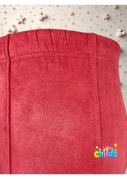 Süet Şardonsuz Lıkralı Kız Çocuk Dikişli Nervürlü Tayt Pantolon