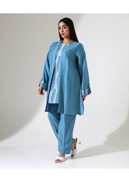 Viskon Keten Üçlü Tesettür Takım