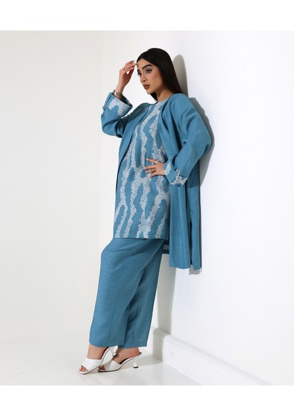 Viskon Keten Üçlü Tesettür Takım