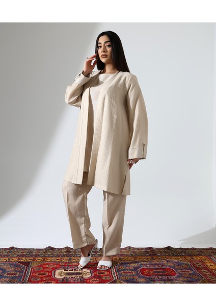 Viskon Keten Üçlü Tesettür Takım