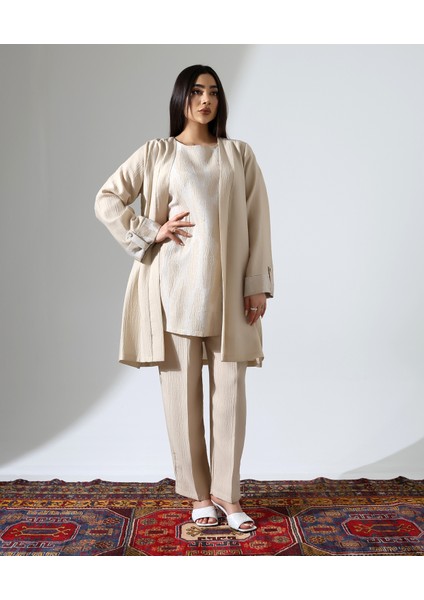 Viskon Keten Üçlü Tesettür Takım