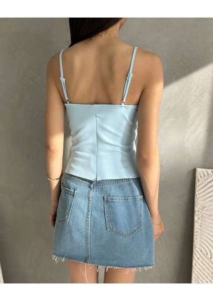 Ip Askılı Fiyonk Detaylı Crep Bluz indirimleri