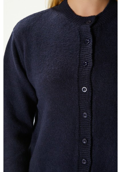 Kadın Nina Bisiklet Yaka Lacivert Basic Hırka fırsatları