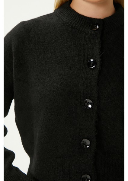 Kadın Tilia Crop Siyah Örgü Hırka modelleri