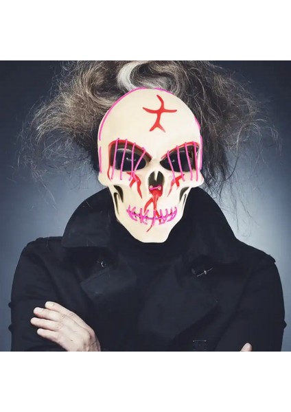 Cadılar Bayramı Halloween Işıklı Kurukafa Maskesi