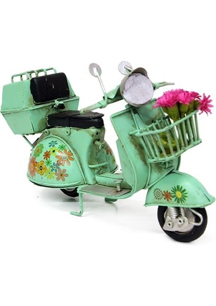 Dekoratif Metal Scooter Sepetli