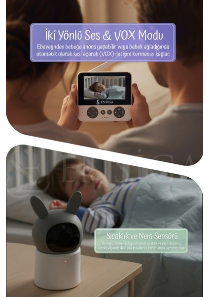 Bebek Kamerası Kumandalı Monitörlü Karşılıklı Konuşma Özellikli , Hatırlatıcılı Ip Bebek Kamerası
