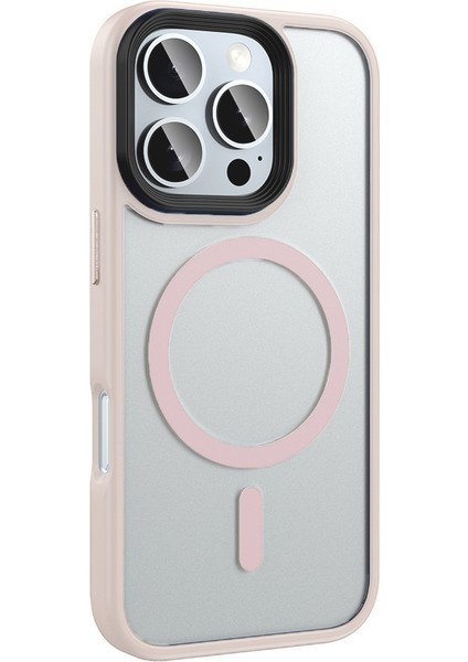 iPhone 16 Pro Kılıf Mat Arka Yüzey Wireless Şarj Özellikli Flet M-Safe Kılıf modelleri