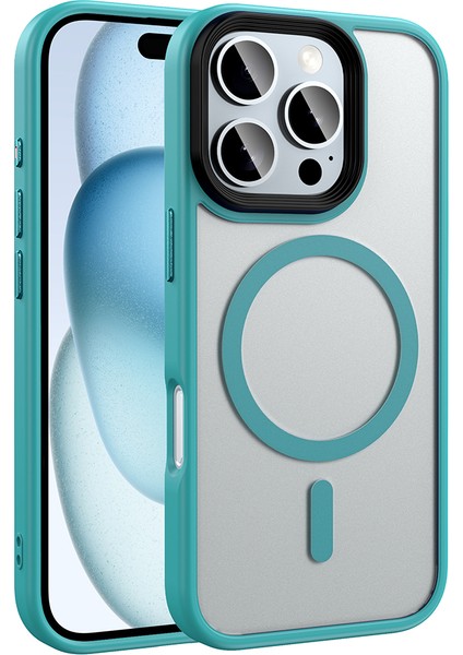 iPhone 16 Pro Kılıf Mat Arka Yüzey Wireless Şarj Özellikli Flet M-Safe Kılıf