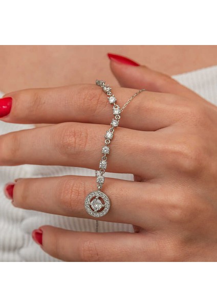 Gümüş Sıralı Zirkon Taşlı Çember Kadın Kolye