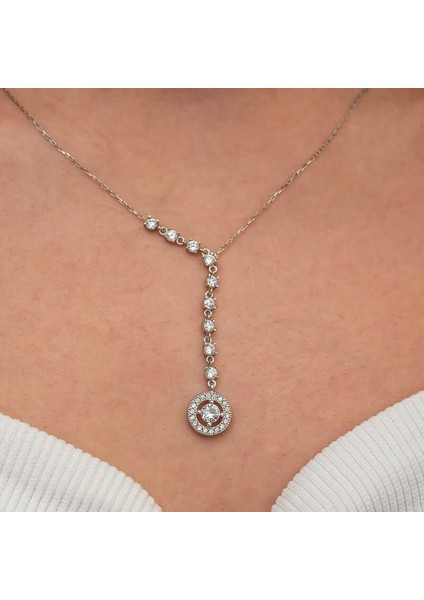 Gümüş Sıralı Zirkon Taşlı Çember Kadın Kolye fiyatları