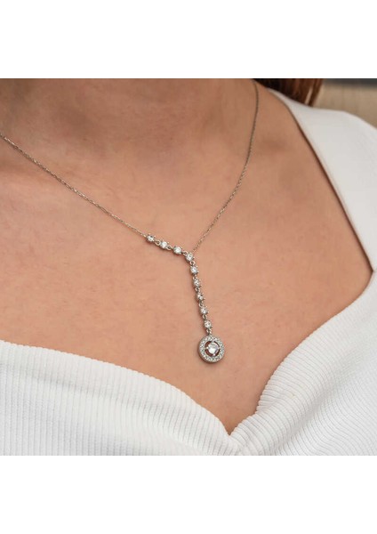 Gümüş Sıralı Zirkon Taşlı Çember Kadın Kolye modelleri