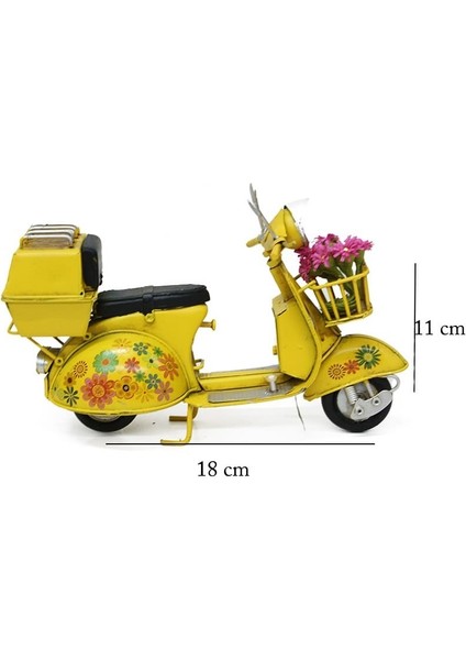 Dekoratif Metal Scooter Sepetli