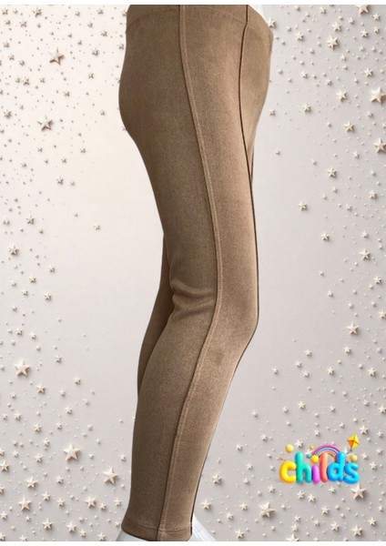 Süet Şardonsuz Lıkralı Kız Çocuk Dikişli Nervürlü Tayt Pantolon fırsatları