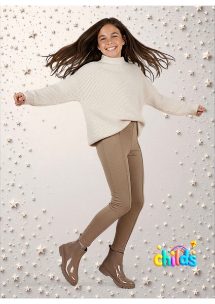 Süet Şardonsuz Lıkralı Kız Çocuk Dikişli Nervürlü Tayt Pantolon indirimleri