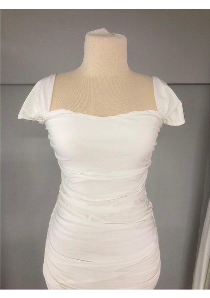 Kalın Askılı Yanları Büzgülü Özel Gün - Mezuniyet Abiye Elbisesi modelleri