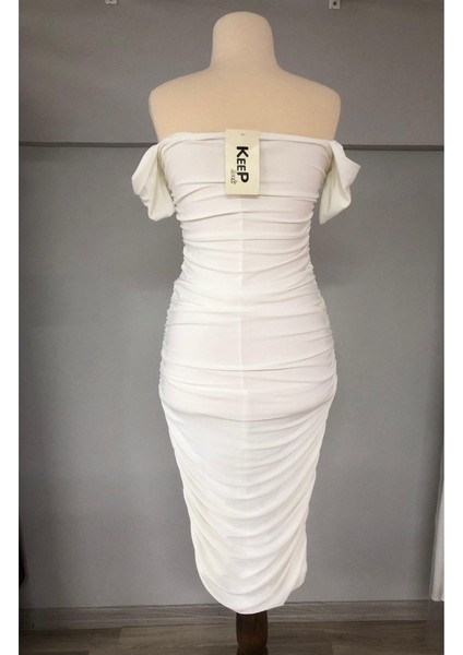 Kalın Askılı Yanları Büzgülü Özel Gün - Mezuniyet Abiye Elbisesi fırsatları