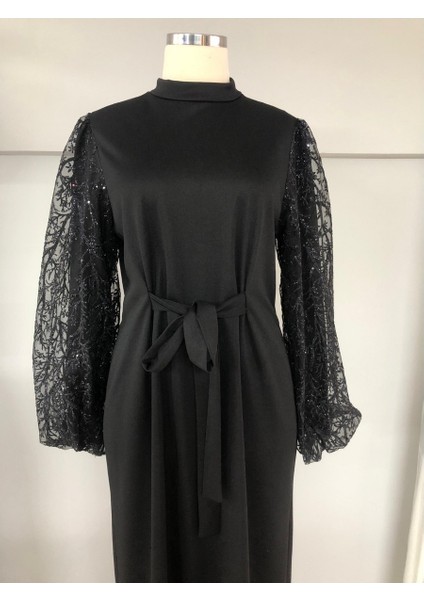 Siyah Kolları Sim Işlemeli Özel Gün - Mezuniyet Elbise fiyatları