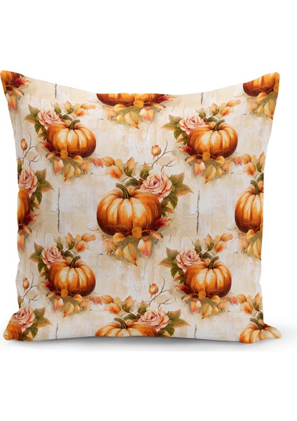 Sonbahar Ekose Serisi Çift Tarafı Baskılı Kırlent Kılıfı (Halloween Autumn Cushion Cover)