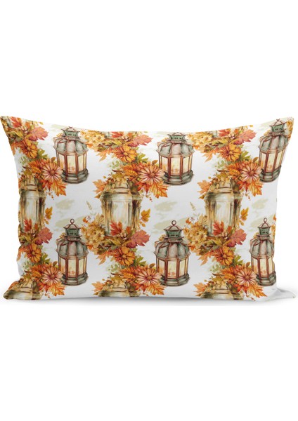 Sonbahar Ekose Serisi Çift Tarafı Baskılı Kırlent Kılıfı (Halloween Autumn Cushion Cover)